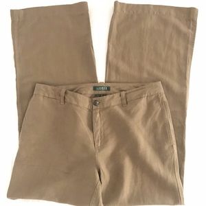 Ralph Lauren | Womens Brown Linen Silk Wide Leg